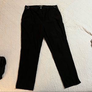 Black cropped stretchy ankle dress pants pull on